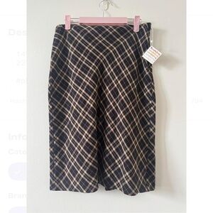 Vintage 90s Black and Tan Plaid Women's Skirt - Small